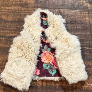 Reversible Matilda Jane Cream Faux Fur Vest with Floral Lining